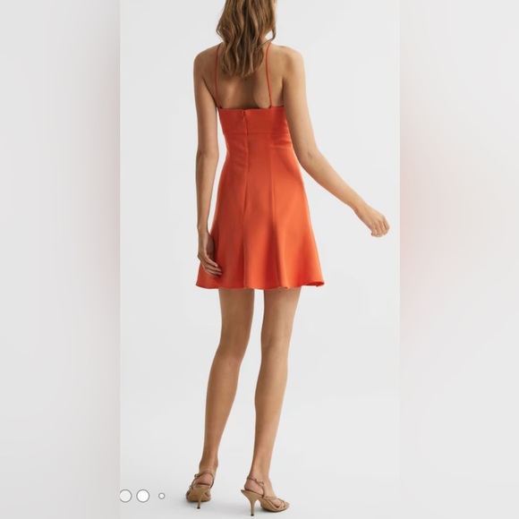 Reiss TRINA STRAPPY MINI DRESS IN ORANGE - Picture 3 of 9